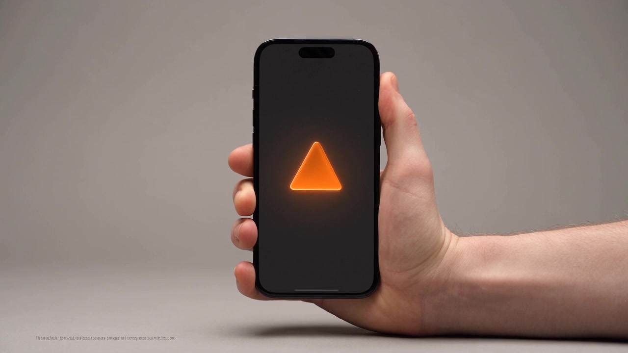 Smartphone mit orangefarbener Displayanimation